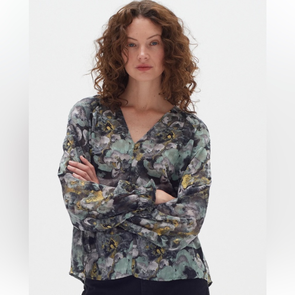 !New! Inwear Floral long sleeve elegant Blouse Us 10